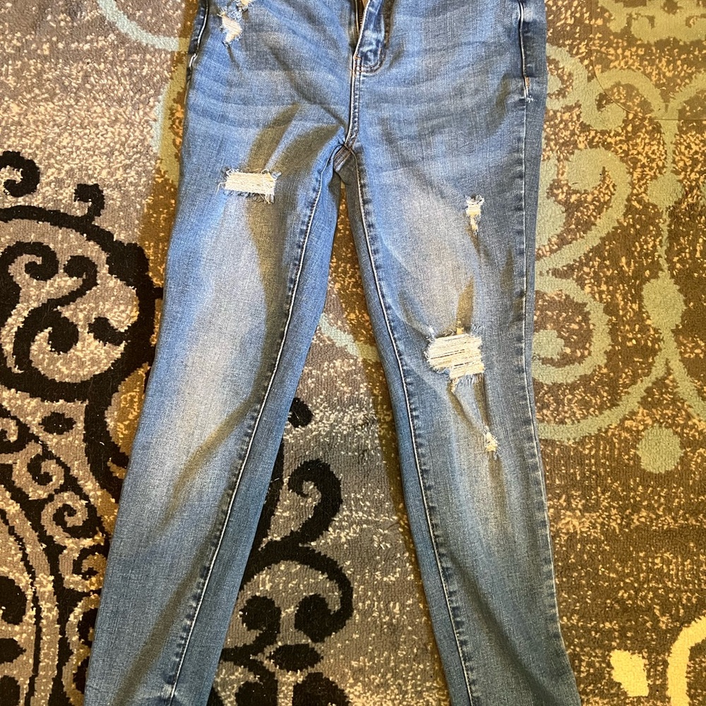 Judy Blue Light Blue Distressed Skinny Jeans